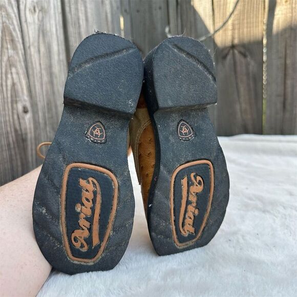 Ariat Youth Little Kids Sz 12 Suede Leather Ostrich Print Cowboy Boots - Picture 8 of 10